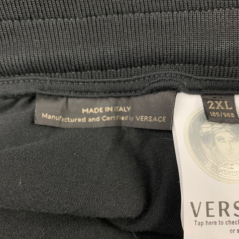 VERSACE Size XXL Black Medusa Head Cotton Sweatpants