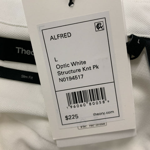 THEORY Size L White Cotton  Polyester Long Sleeve Shirt