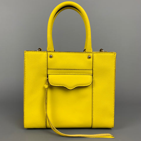 REBECCA MINKOFF Yellow Coated Canvas Shoulder Mini Bag