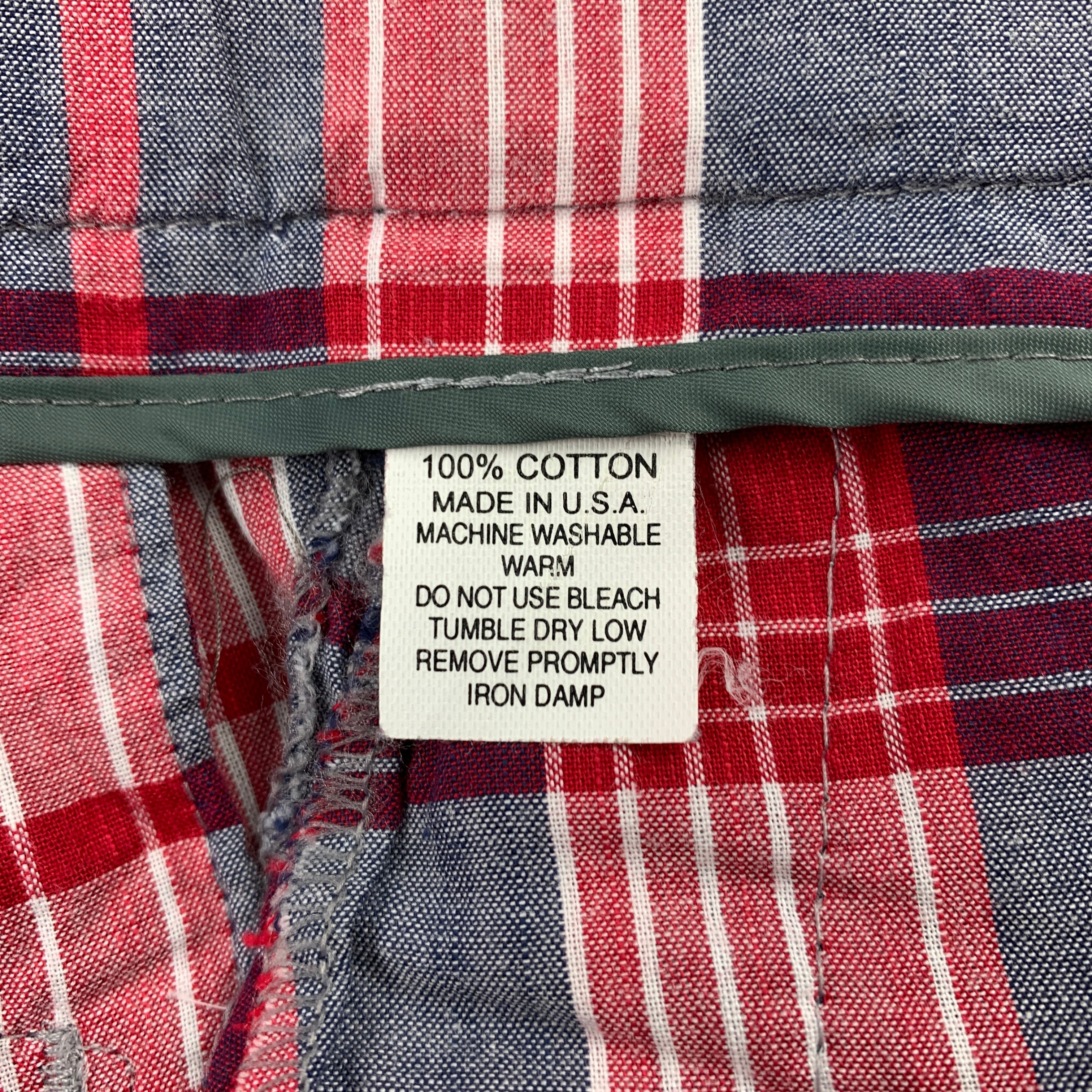 GITMAN VINTAGE Size 30 Red & Grey Plaid Cotton Zip Fly
