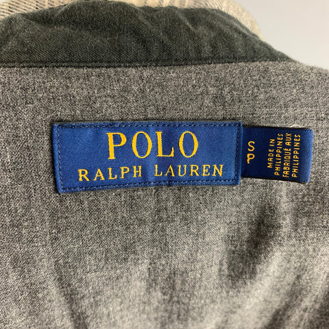 RALPH LAUREN Size S Grey Off White Plaid Cotton Snaps Long Sleeve Shirt