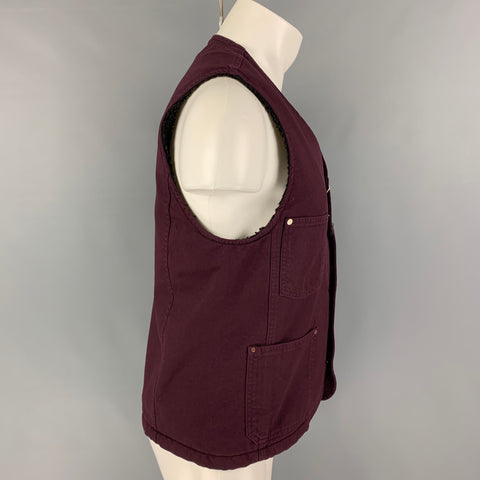 BERNA Chaleco con bolsillo de parche de algodón burdeos Talla M
