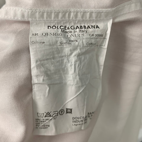 DOLCE & GABBANA Size S White Solid Cotton Button Up Long Sleeve Shirt