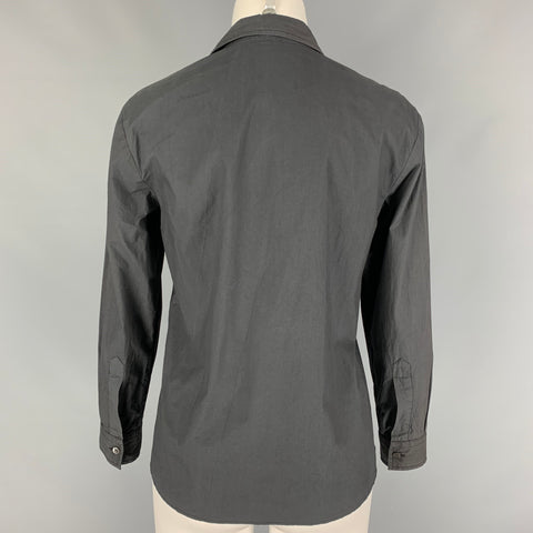 DRIES VAN NOTEN Size 4 Slate Gold Cotton Beaded Long Sleeve Blouse
