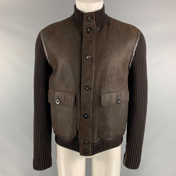 ARMANI COLLEZIONI Size 38 Brown Mixed Materials Wool Jacket
