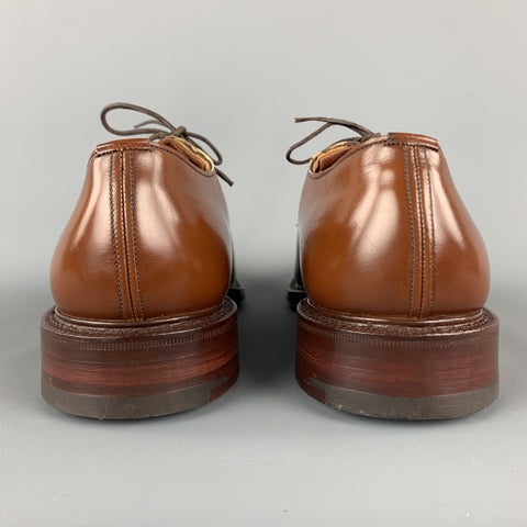 CHURCH'S Size 10 Tan Leather Contrast Stitch Leather Soles Lace Up Shoes