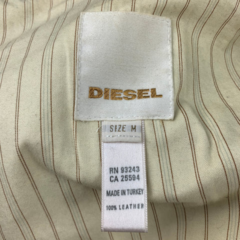 DIESEL Taille M Veste en cuir noir Zip &amp; Snaps