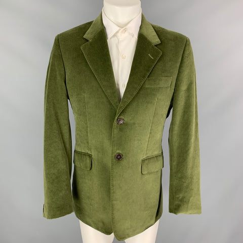 PS by PAUL SMITH Size 40 Green Velvet Cotton Notch Lapel Sport Coat