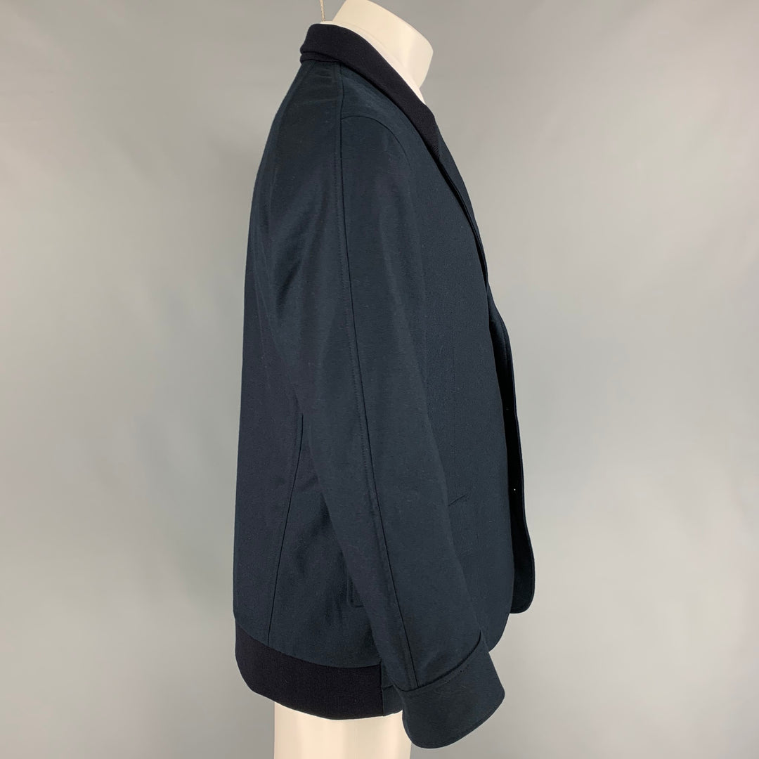 ALEXANDER MCQUEEN Size 44 Navy Wool Shawl Collar Hybrid Sport Coat