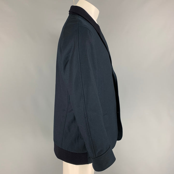 ALEXANDER MCQUEEN Size 44 Navy Wool Shawl Collar Hybrid Sport Coat