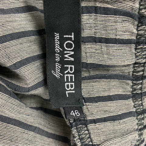 TOM REBL Size 30 Grey Black Stripe Cotton Drop-Crotch Shorts