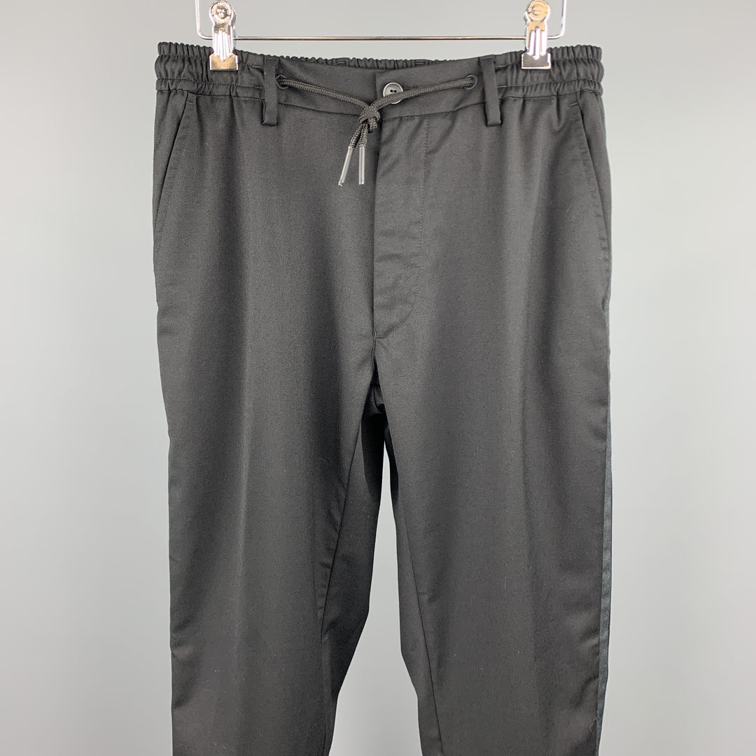 MASON'S Size 34 Black Wool Blend Elastic Waistband Casual Pants