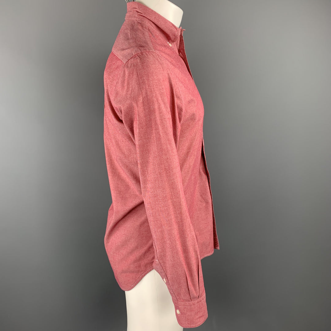 GITMAN VINTAGE Talla S Camisa de manga larga con botones de algodón rojo jaspeado