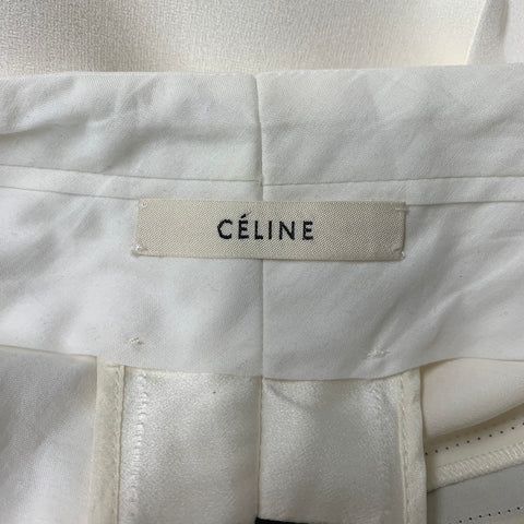 CELINE Size 2 Cream Multi-Color Silk Stripe Wide Leg Dress Pants