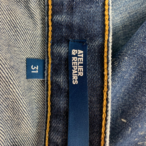 ATELIER & REPAIRS x LEVI'S 501 Size 31 Indigo Distressed Denim Button Fly Jeans