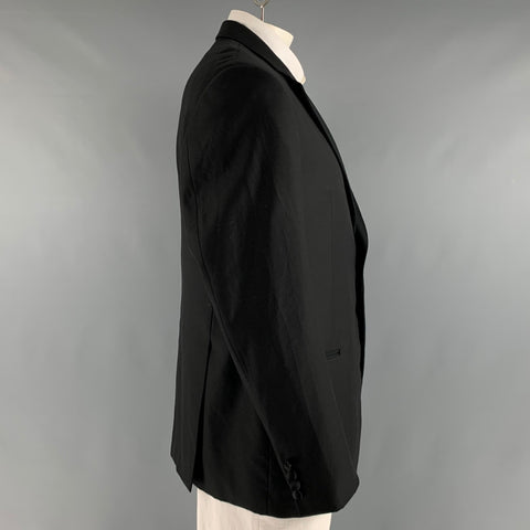 EMPORIO ARMANI Size 46 Black Solid Wool Tuxedo Sport Coat