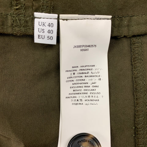 J.W.ANDERSON Size 40 Olive Cotton Toggle Closure Jacket