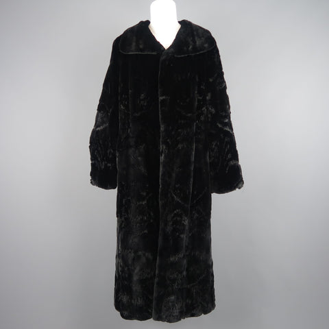 OSCAR DE LA RENTA Size L Ikat Silk & Embroidered Mink Reversible Opera Coat