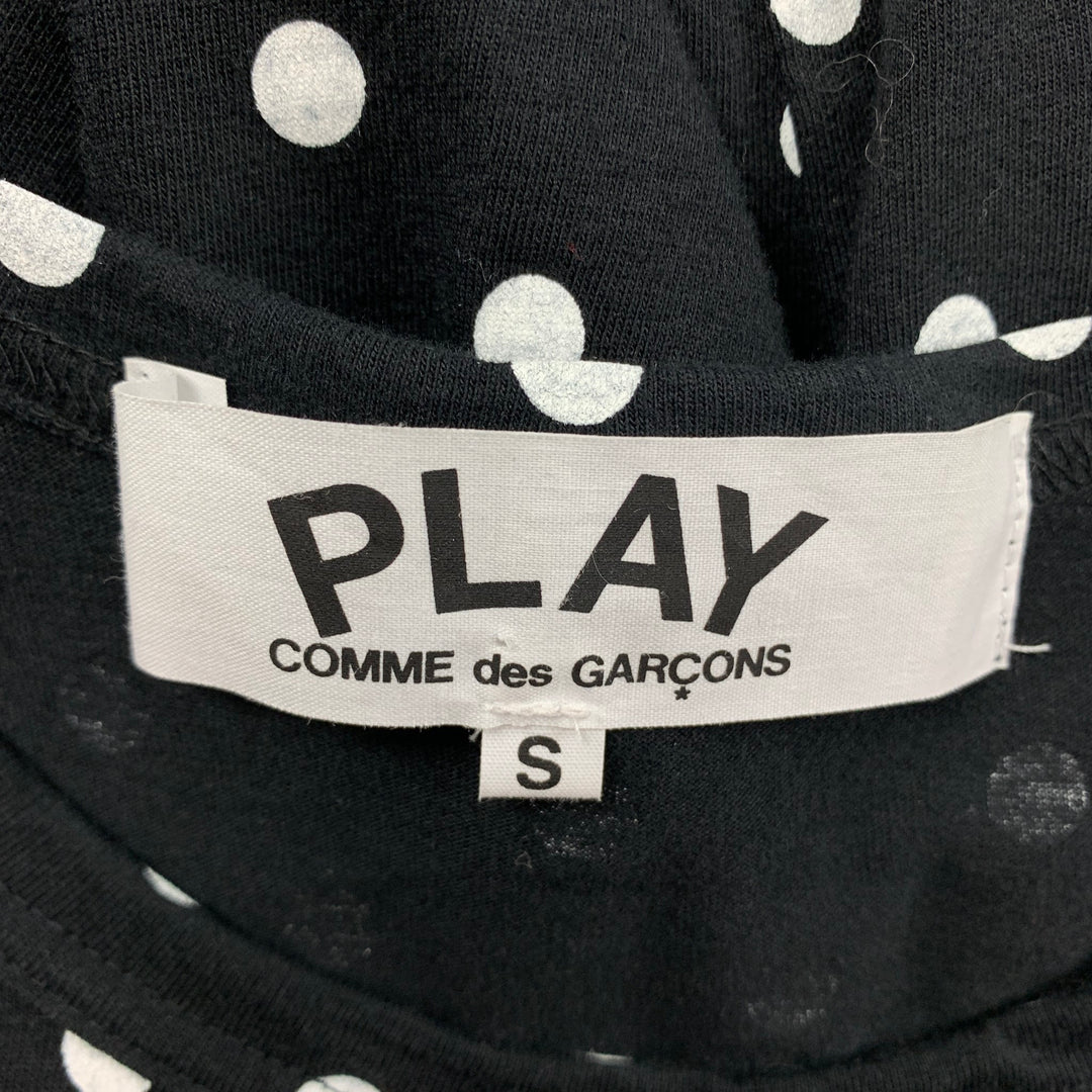 COMME des GARCONS PLAY Taille S T-shirt Col Rond en Coton à Pois Blanc Noir