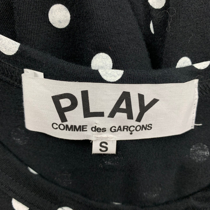 COMME des GARCONS PLAY Taille S T-shirt Col Rond en Coton à Pois Blanc Noir