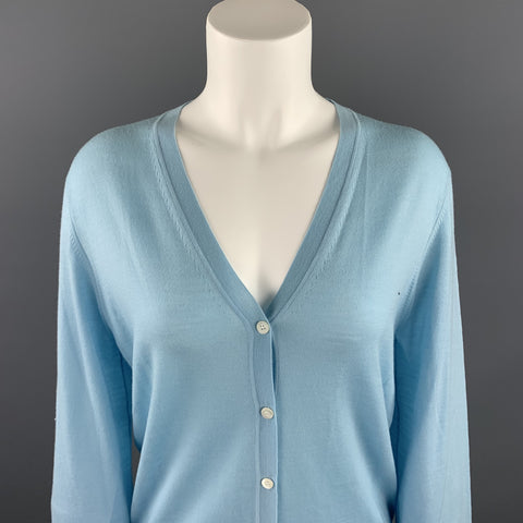 TSE Cárdigan Abotonado De Lana De Punto Azul Claro Talla M