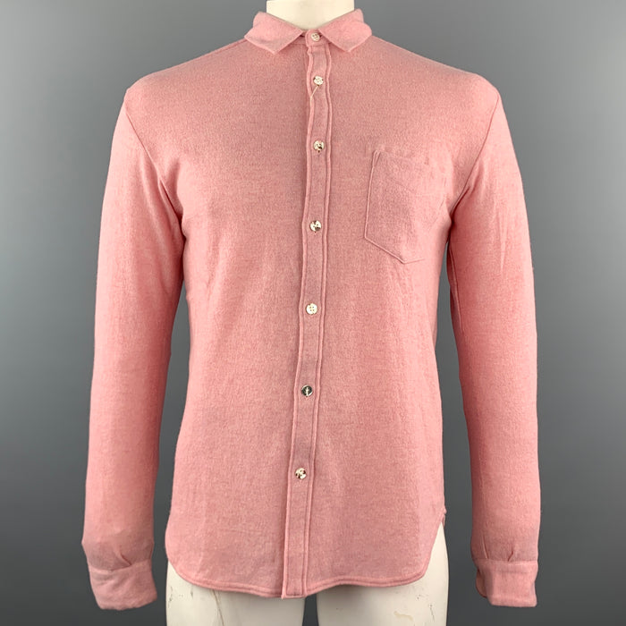 KAPITAL Rose Pink  Knitted Wool Button Up Size L Long Sleeve Shirt