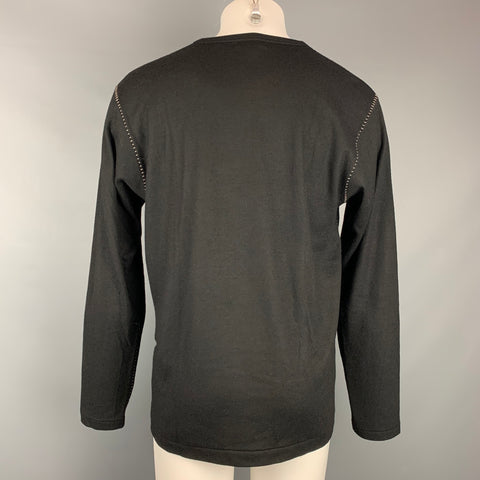 Y's by YOHJI YAMAMOTO Size L Black Contrast Stitch Wool Crew-Neck Pullover