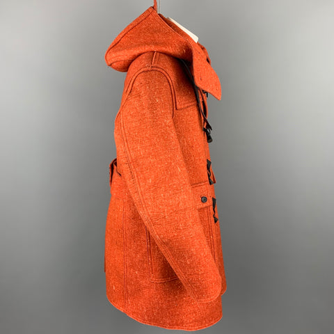BURBERRY PRORSUM F/W 2011 Size 40 Orange Heather Wool Toggle Closure Coat