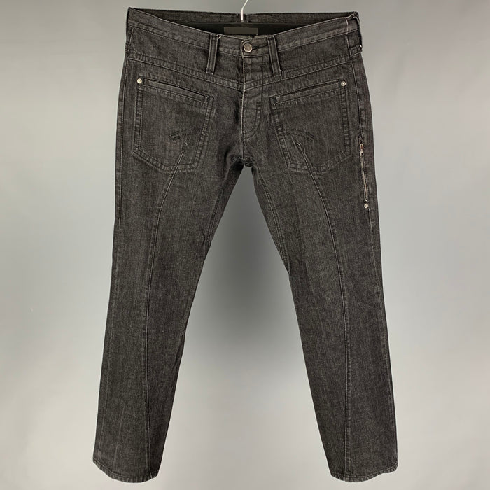 NEIL BARRETT Size 36 Charcoal Stitched Cotton Large Pockets Jeans