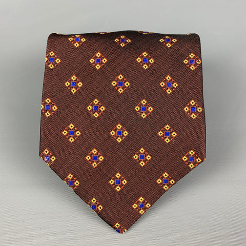 Vintage ROMEO GIGLI Burgundy Yellow Silk Tie