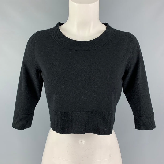 MAX MARA Size M Black Wool Blend Cropped Casual Top