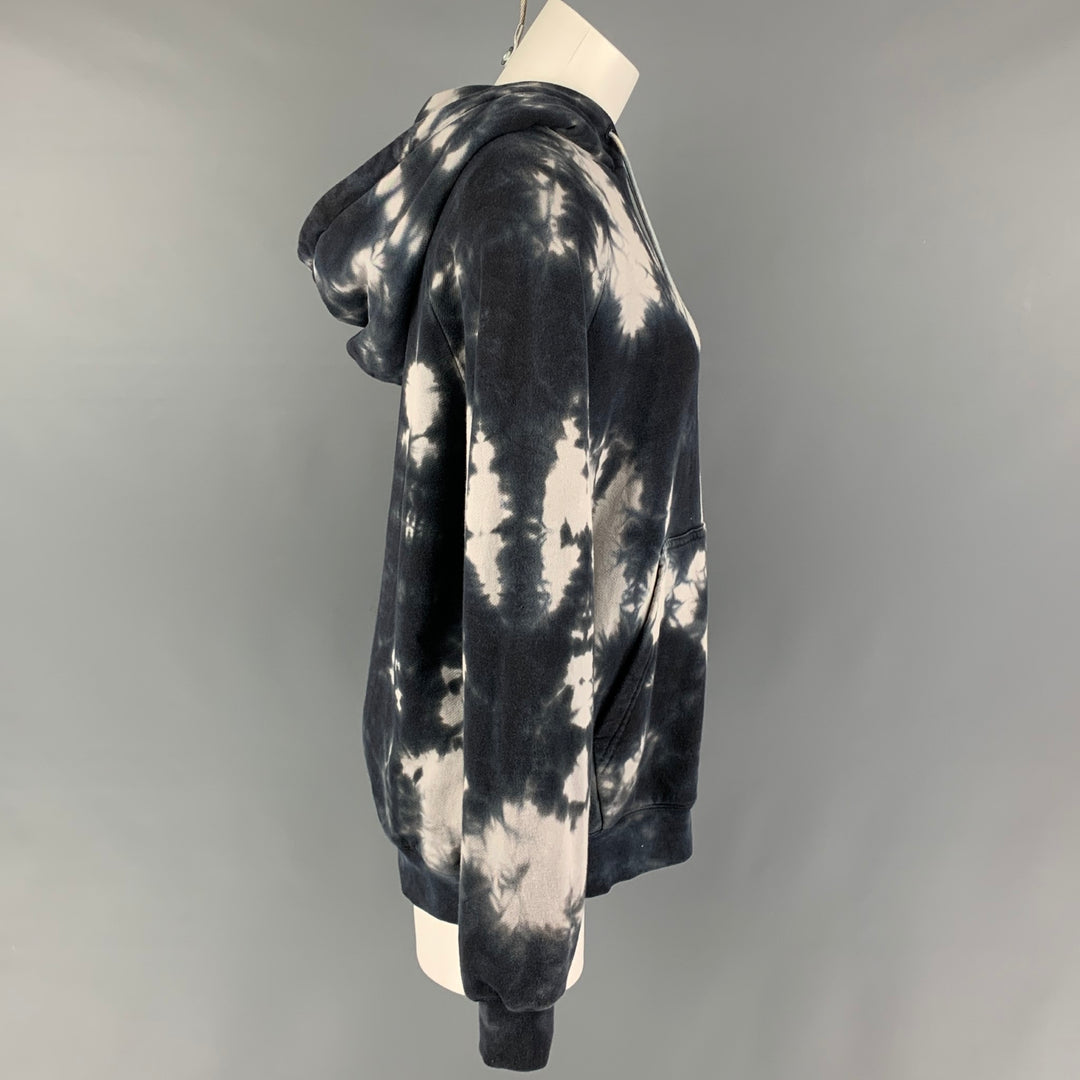 QUATRE-VINGT-DIX POUR CENT Taille S Gris Blanc Tie Dye Sweat à capuche en coton