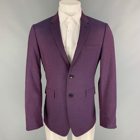 PAUL SMITH Kensington Fit Taille 38 Régulier Violet Marine Grille Laine / Soie Sport Manteau