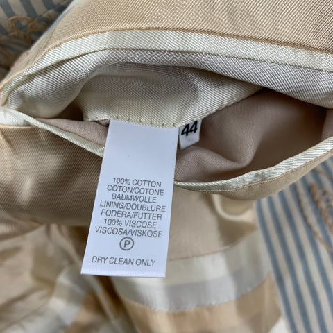 PAUL SMITH Size 44 Blue Beige Stripe Cotton Embroidered Sport Coat