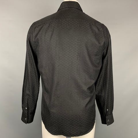 VERSUS by GIANNI VERSACE Size M Black Print Cotton / Silk Long Sleeve Shirt