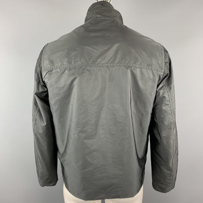 PRADA Size L Charcoal Polyester Reversible Zip Up Reversible Jacket