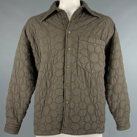 ACNE STUDIOS Size 46 Green Olive Quilted Cotton Snaps Coat