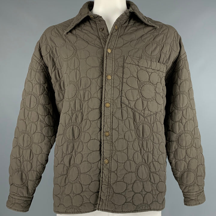 ACNE STUDIOS Size 46 Green Olive Quilted Cotton Snaps Coat