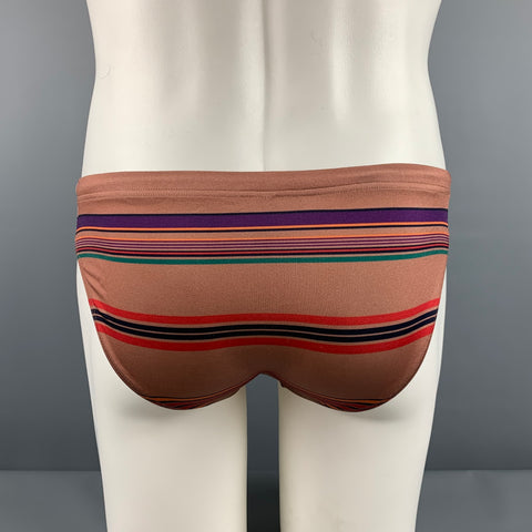 CHARLIE Size M Bronze Purple Stripe Nylon Polyamide Swim Trunks