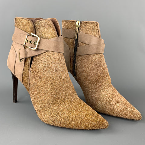 DONALD J PLINER Talla 7 Botines de cuero color canela