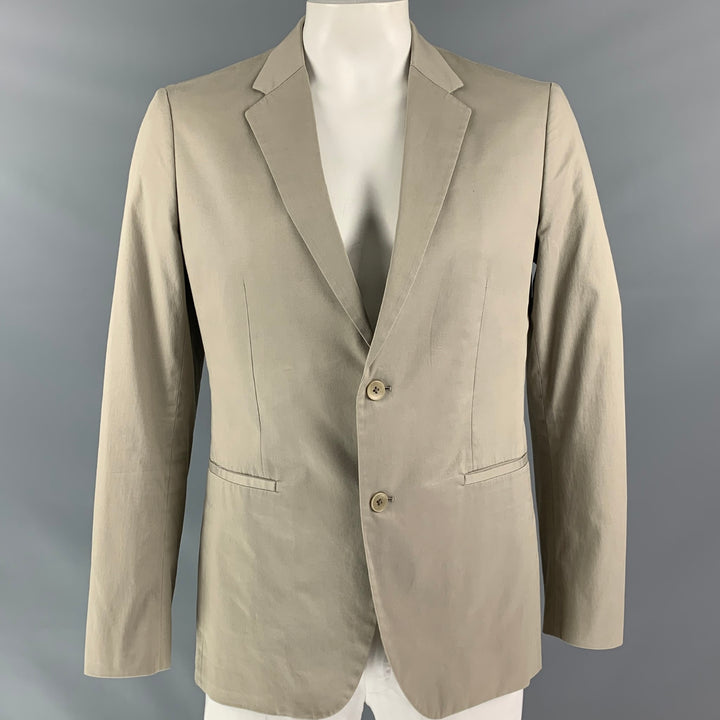 THEORY Chest Size 42 Regular Khaki Solid Cotton Blend Notch Lapel Sport Coat