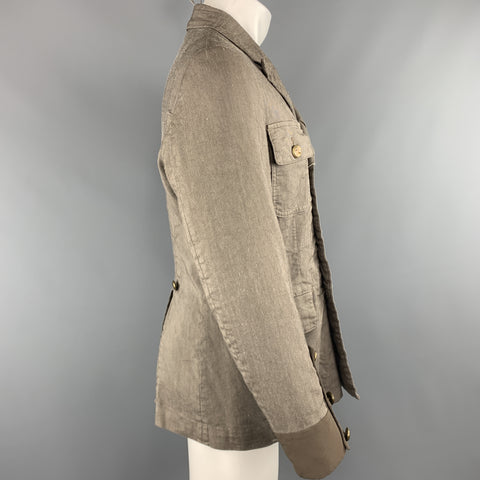 COMME des GARCONS HOMME PLUS Size M Olive Textured Double Breasted Military Jacket