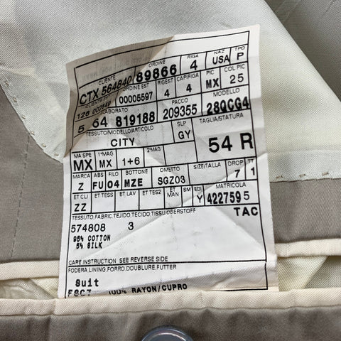 Z ZEGNA City Size 44 Regular Khaki Cotton / Silk Notch Lapel Suit