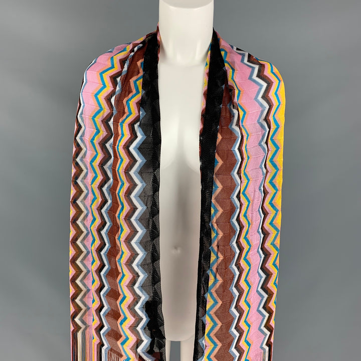 MISSONI Multi-Color Zig-Zag Rayon Scarves & Shawls