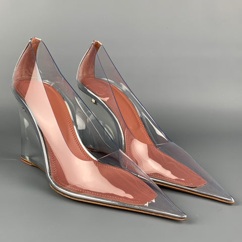 AMINA MUADDI FW 21 Talla 8 Bomba de cristal de acetato plateado transparente