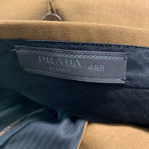 PRADA Chest Size 40 Brown Solid Mohair Wool Notch Lapel 30 29 Suit