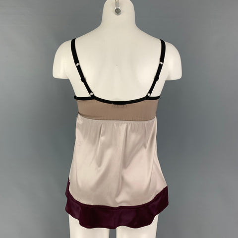 MARNI Size S Silver Purple Silk Color Block Camisole Dress Top
