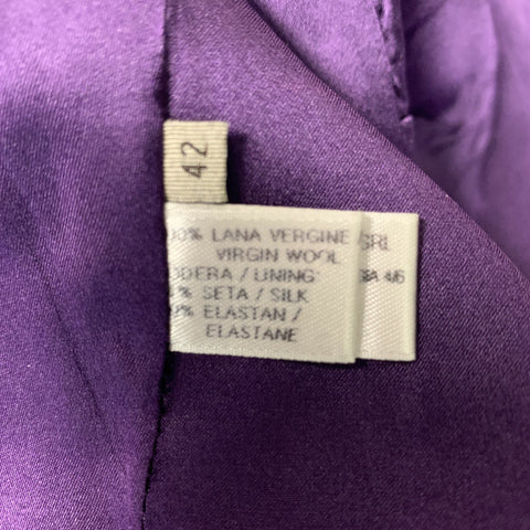 BOTTEGA VENETA Size 6 Purple Virgin Wool Solid A-Line Dress