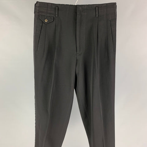Vintage MATSUDA Size M Black Cotton Pleated Dress Pants