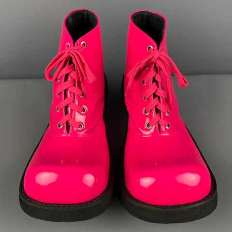 CUSTOM MADE Size 11 Pink Coated Canvas Lace Up Boots